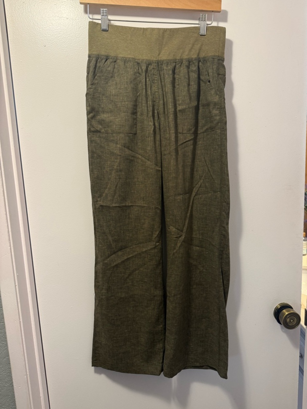 Prana elastic waist Wide-Leg Pants in Olive Green